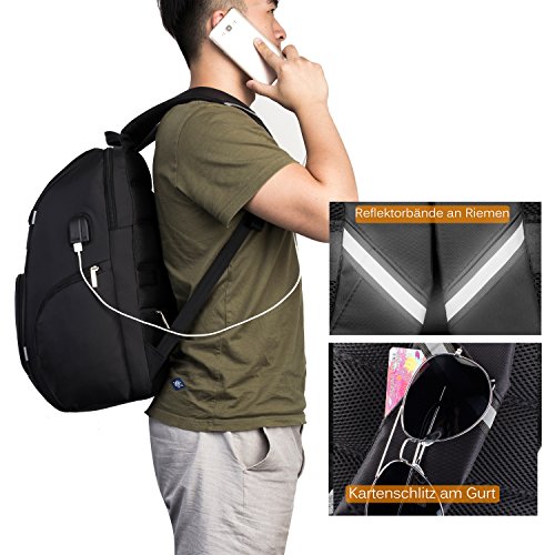 Amzbag 17 3 Zoll Laptop Rucksack Mutil-funktionale Reise Rucksack Business Backpack Computer Tasche mit USB Anschluss Wasserresistent College Rucksack