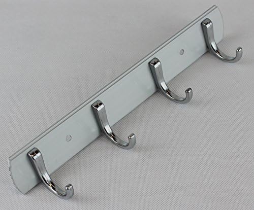 Aluminium 4 Chrome Hooks Hanger Towel Hat Coat Clothes Wall Mount Rack Hook