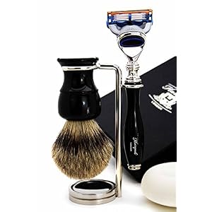 Haryali London 5 Edge Razor With Silver Tip Badger Hair Shaving Brush, Bowl, Soap and Stand Perfect Shaving Set For Mens - Image 2