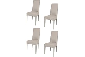 T M C S Tommychairs - Set 4 sedie modello Chiara per cucina bar e sala da pranzo, robusta struttura in legno di faggio, seduta e schienale imbottiti e rivestiti in tessuto color camoscio