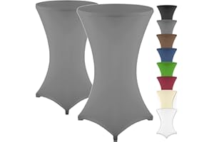 ‎GRÄFENSTAYN Gräfenstayn 2er-Set Stretch Stehtischhusse Diana mit Öko-Tex Siegel, Verstärkung im Fußbereich, in vielen Farben und Größen Ø60-65cm / Ø70-75cm / Ø80-85cm (Anthrazit, Ø80-85cm)
