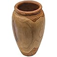 25cm tall lipped wooden vase ornament carved from the roots of giant teak trees - a beautiful gift