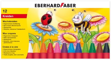 Eberhard Faber524010 - Colori Wax Crayons in 12 Colours, Three-Surface, Waterproof Wax Painters with Soft, Intense Paint Strike, Chalk Pens for Creative Painting Fun