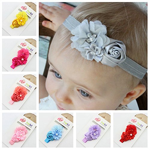 NUOLUX 8ST Cute Baby Girls Sweet Rose Blumen Perle elastisch Haarband Haar Band Zubehör Foto Props