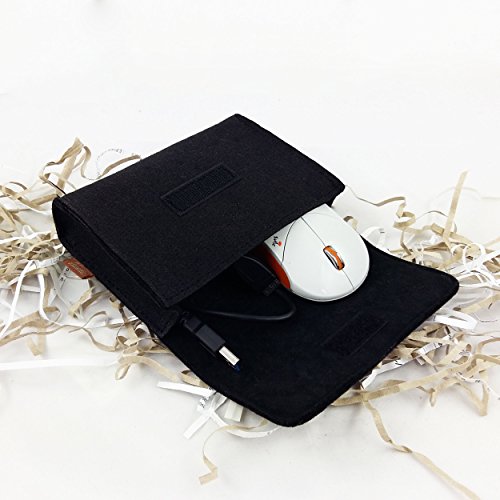 Täschchen Mini Hülle Tasche aus Filz für Zubehör und Accessoires (Netzteil, PC Maus, E-Zigarette, Kosmetik) Schwarz - 6