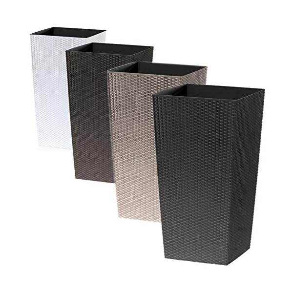 2 x CrazyGadget® Large Rattan Tall Planter Square Plastic Garden Indoor Outdoor Flower Plant Pot