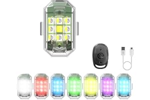 MINSEZHI Lumières de Drone stroboscopiques à LED,lumière stroboscopique à LED sans Fil Haute luminosité,7 Couleurs lumières d'anti-Collision Drone pour Drone télécommandé,Moto,Voiture,vélo (1 pièce)