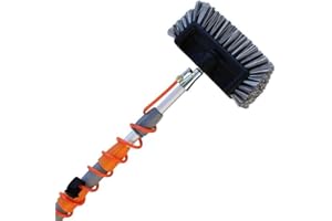 Aquascopic - Asta telescopica, con spazzola a 5 facce impermeabili all'acqua e tubo dell'acqua esterno, pulitore regolabile in lunghezza, per finestre e pannelli solari, fino a 6 m