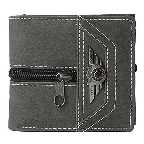 Gazechimp Bolso Monedero Largo de Cuero de Hombres de Tarjeta de Cr  dito de Nota con Cremalleras Lienzo 3 Colores - Gris