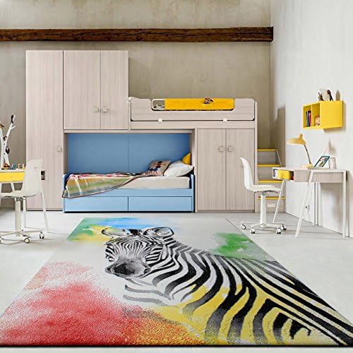 Taleta Babe Collection Children Zebra Design Colorful Turkey Large Area Rug For Living Room Bedroom,White,160x230cm