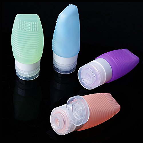 Schönes Leben* 4er Set Silikon Reiseflaschen mit Waschbrett Funktion Travel Bottles Leerflaschen für Shampoo, Creme, Spülung, Körperpflege - 3
