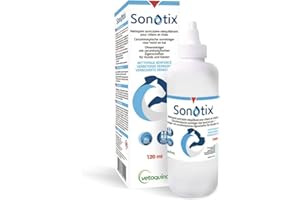 VETOQUINOL - SONOTIX Vetoquinol Sonotix Ohrenreiniger | 120 ml | Ohrenreiniger für Hunde und Katzen | Zur schnellen und effektiven Entfernung von Cerumen | Mit Zwei Applikatoren (flexibel oder kurz)