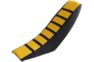 Zchui Housse de Selle de Moto Tout-Terrain Universelle en PVC Souple Durable antidérapant rayé Coussin épais pour Moto Hors-Route Yamaha pour Honda, Jaune