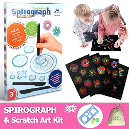 MC CHENMEI® Juego de espirógrafo con Juguetes de Dibujo Educativo de Papel de Arte para rascar Juego de diseño de Spirograph para Adultos y niños