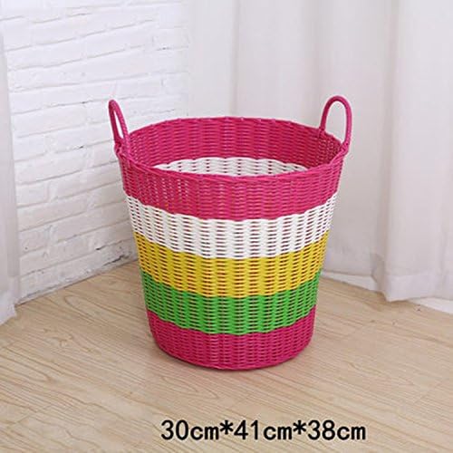 Plastic Dirty Basket Laundry Baskets Garment Baskets Dishwasher Dishwashing Bucket Toy Box Storage Baskets ( Color : Peach Pink Rainbow Color , Size : 30*41*38cm )