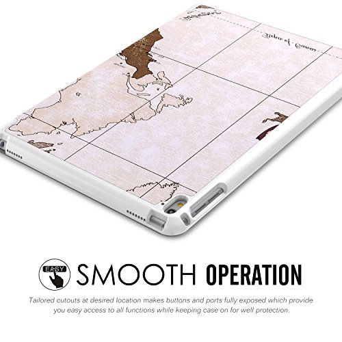 MoKo Hülle für iPad Pro 9.7 – Ultra Lightweight Slim PU Leder Tasche Schutzhülle Schale Smart Shell Case mit Auto Schlaf / Wach Funktion und Standfunktion für Apple iPad Pro 9.7 Zoll Tablet, Landkarte B112 - 4