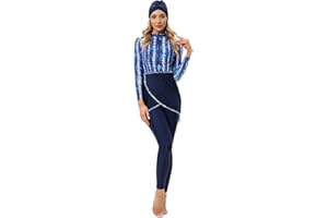 Odizli Burkini Maillot de bain musulman à manches longues pour femme Built in Bra+pantalon de natation+hijab 3 pièces