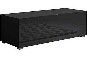 MB Muebles Bonitos, Mobile TV con Piedini 2cm Luke H1, Melamina, Finitura Lucida, Nero, 100x32x40cm