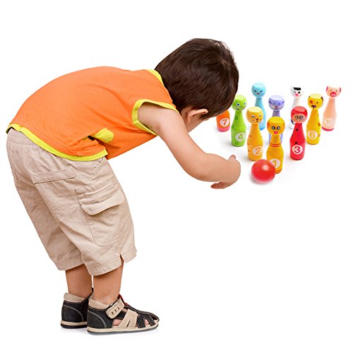 Bowling Game Set for Kids: Best Indoor Bowling Set with 10 Colorful Wooden Character Pins and 3 Bowling Balls - Easy to Set Up and Fun to Knock Down - Perfect Bowling Toy that Works reviews Bowling Game Set for Kids: Best Indoor Bowling Set with 10 Colorful Wooden Character Pins and 3 Bowling Balls - Easy to Set Up and Fun to Knock Down - Perfect Bowling Toy that Works
