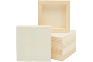 BRIGHT CREATIONS 6 Pack Unfinished Wood Canvas Boards for Painting, Blank Deep Cradle Panels for Art Projects (12.7 x 12.7 cm, 2.1 cm Thick)