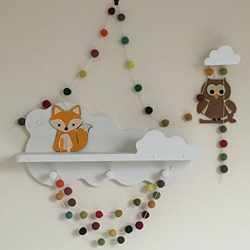 Woodland Nursery Decorations/Felt Ball Garland/Forest Themed Nursery/Nursery Wall Decor/Handmade / 2cm pom poms/My First Room/Teepee Decor/Woodland Animals Nursery/Gift for Baby/Bird Nursery/