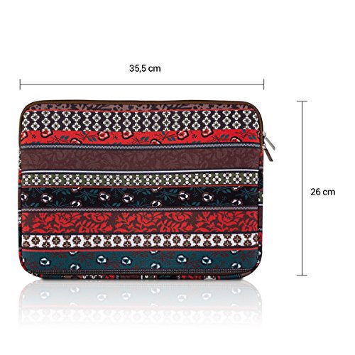 kwmobile Laptoptasche Hülle Sleeve für 12,5″ 13″ 13,3″ Laptop / Ultrabook – Notebook Tasche Schutzhülle mit Vintage Streifenmuster Design Laptop Case Hülle in Rot Braun Schwarz – z.B. geeignet für Apple - 2