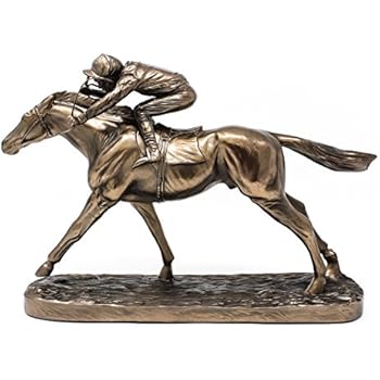 Lukitas Resin Horse & Rider Sculpture - 10.5 Inch Equestrian Statue, Home Decor Gift