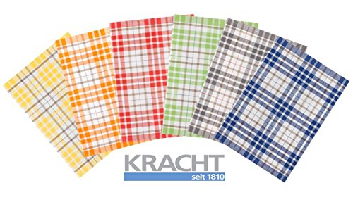 3er Pack Kracht Halbleinen Geschirrtuch 50x70 Blockkaro 2-900 (14 gelb)