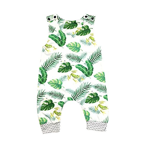 Preisvergleich Produktbild Babykleidung URSING Baby Ärmellos Blumen Drucken Spielanzug Wald Overall Sommer kleidung Babyspielanzug Outfits Nachtwäsche Baumwoll Bodysuit Unisex für Jungen Mädchen (80, Grün)