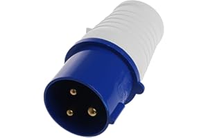 TTAMG Ocobudbxw 32 Amp, Enchufe de 3 Clavijas, 220-250 voltios, 2P + E, Resistente a la Intemperie, IP44 32A, generador de Servicio Pesado