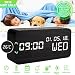 Produktbild Holz Wecker Uhr Digital, Led Digital Wecker Kinder,Led Alarm Uhr Digital Tischuhr Holz, Led Digitaluhr Alarm Wecker, Hölzerne Wecker Zeit Datum Temperaturanzeige Stimme und Berührung Aktiviert (Schwarz)