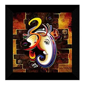 SAF Ganesha UV Coated Home Decorative Gift Item Frame Painting 12 inch X 12 inch SANFO89