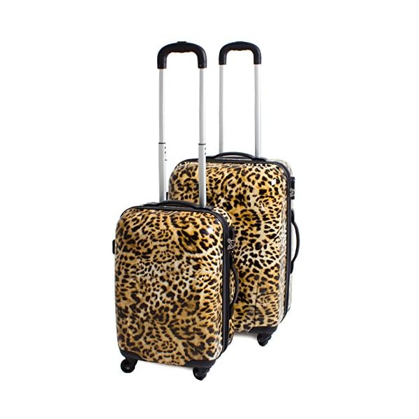BRUBAKER set da due valigie in pelle massiccia - Leopardo Trolley ABS 60 cm  e boardcase 50 cm - Miglioritrolley.it