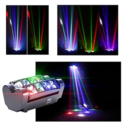 Top-Uking Lyre 8 Leds,60W Disco Lumière d'araignée DMX512 RGBW4 en 1 Lampe de Scène Commande Vocale Éclairage DJ Soirée Fête Bar Club Saint-Valentin