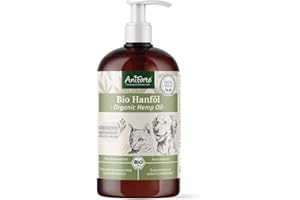 AniForte Huile de Chanvre Biologique pressée à Froid pour Chiens et Chevaux 1 Litre - 100% d'huile de Chanvre Pure comme additif, Riche en oméga-3 et en oméga-6, Pressé à Froid en Douceur