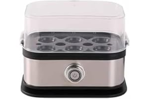 Eawfgtuw Stainless Steel 6-in-1 Egg Cooker Boiler with Auto Shut-Off for Boiling Poaching Scrambling Steaming Omelets Up to 6 Eggs at Once Dishwasher Safe Removable Trays(British Standard)