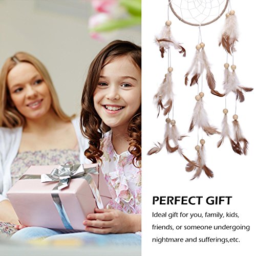Soledi Dreamcatcher Indian Traumfänger gute Träume Geschenk und Dekoration für Haus (Kaffeebraun) - 6