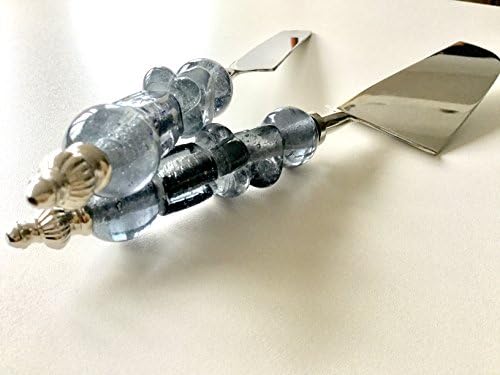 Cake knife and Server set with handmade glass bead handle in presentation pouch