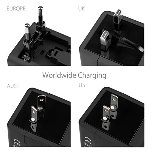 MyGadget Universal Weltreise Reiseadapter Travel 2100 mAh (UK, USA, EU, AU) mit 2x USB Adapter für u.a. England, China, Japan, Kanada, Australien in Schwarz - 4