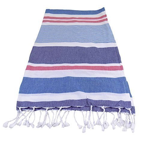 NAUTICAL STRIPE BRIGHT FRESH 100% COTTON BLUE ABSORBANT THICK BEACH TOWEL 83 X 160CM