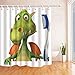 Produktbild GoHEBE Decor 3D Cartoon Niedliche Dinosaurier Bürste Zähne für Kinder Polyester-Duschvorhänge-Wasserdicht Bad Vorhang 180x180cm Duschvorhang Haken Grün inklusive