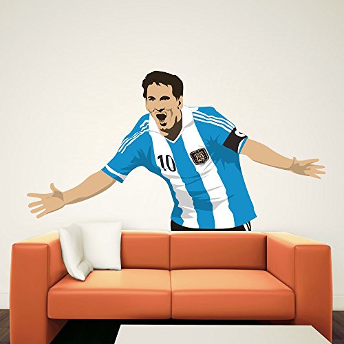 Impression Wall Decor Vinyl Film Lionel Messi Design Wall Sticker, 30X16-inch(Multicolour)