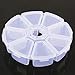 Kobwa(TM) 6 PCS 8 Compartments Round Plastic Storage Box Bead Organizer Display Containers Clear White