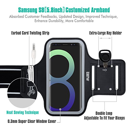 EOTW Brazalete Deportivo Para Samsung Galaxy S8 con Extensor Correa
Banda para el brazo Brazalete Correr con bolsillo para llaves
auriculares tarjetas y tel fono para running corriendo Ejercicio Negro