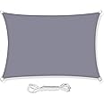 HEYOMART Sun Shade Sail 2m x 3m Rectangle Shade Sails Waterproof Outdoor Garden Patio Party Sunscreen Awning Canopy 98% UV Block With Free Rope, Grey