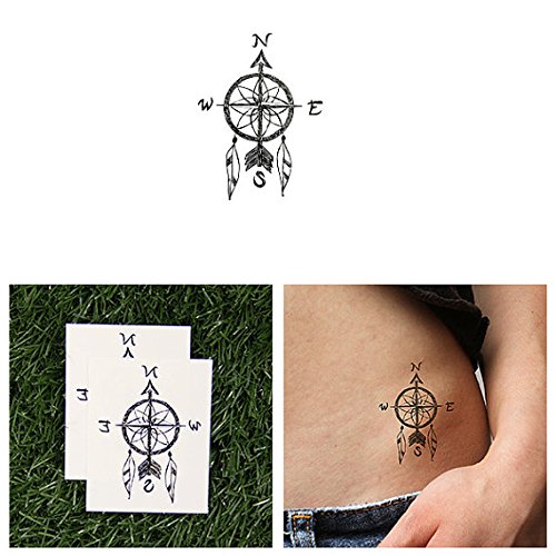 Tattify Dreamcatcher Compass Temporary Tattoo - Pursuit (Set of 2)