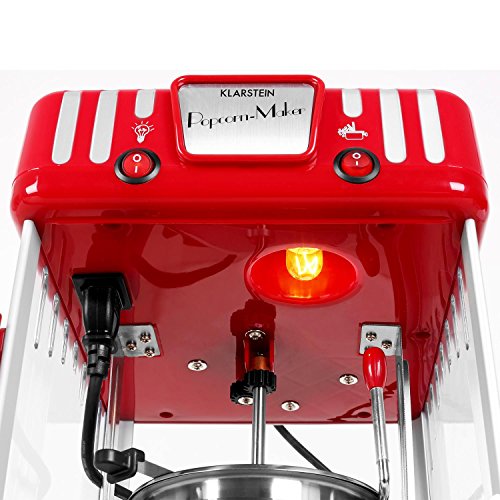 Klarstein Volcano Popcornmaschine Popcorn Maker (300 Watt Rührwerk, Edelstahl-Topf, Innenbeleuchtung, ca. 60 l/h) rot-weiß - 7