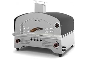 MEGASHOPITALIA Forno per Pizza a Gas in Acciaio Inox Doppio Bruciatore Speedy500 con Pietra Refrattaria 500 gradi Forno per Pizza da Esterno (Forno Speedy500)