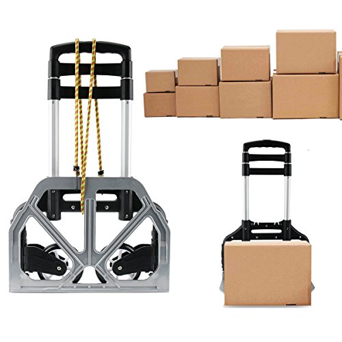cusfull 75 kg Kapazität Sackkarre, zusammenklappbar Aluminium Warenkorb Gepäck Trolley Hand Truck für Indoor, Outdoor, Reisen, Shopping, Büro - 9