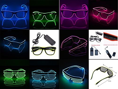 EL Wire Neon LED Light Sunglasses Eyewear Shade Nightclub Halloween Rave Party Clear With LED (Blue)